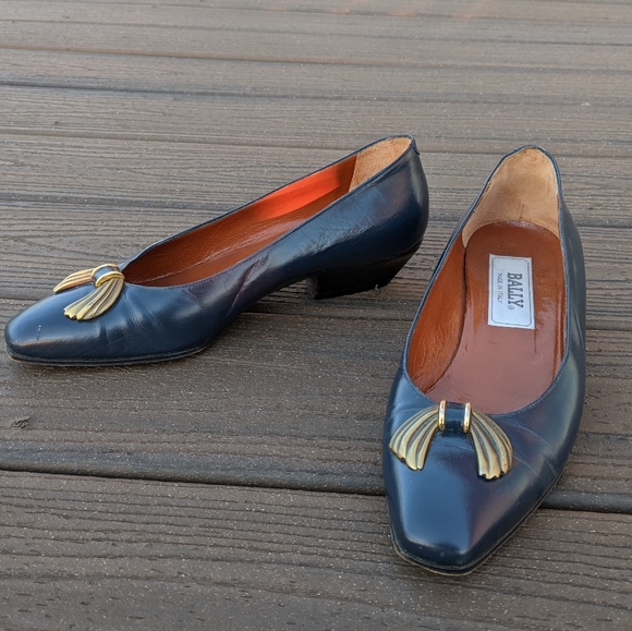 Sale Vintage Leather Bally Low Heels 